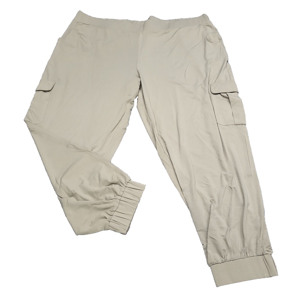 Lisa Rinna Womens Everyday Pull On Cargo Jogger Pants Taupe Plus Size 2X
